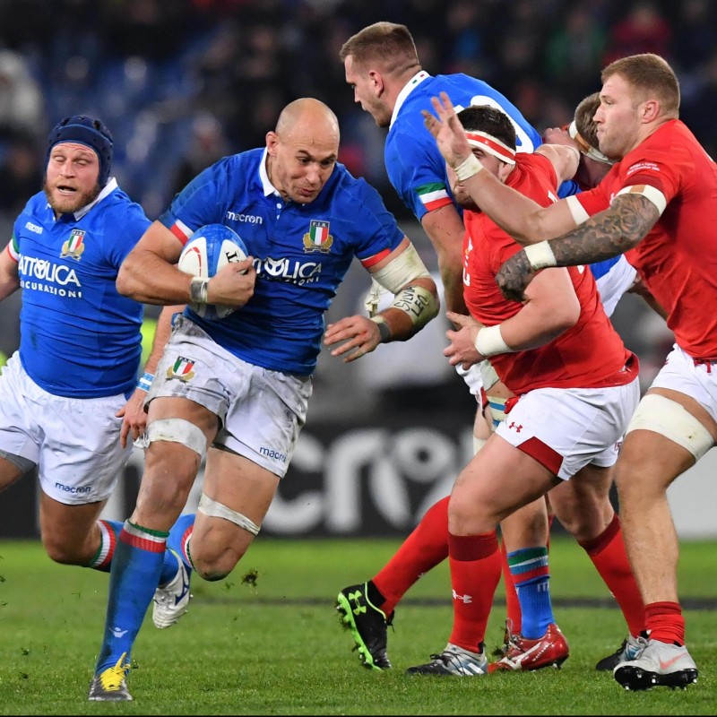 Italy Rugby Shirt Worn by Parisse against Wales, Six Nations 2019