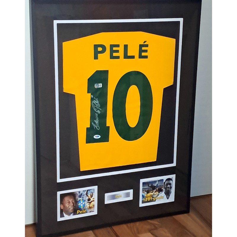 Pelé's Brazil Signed and Framed Shirt - Rare Signature