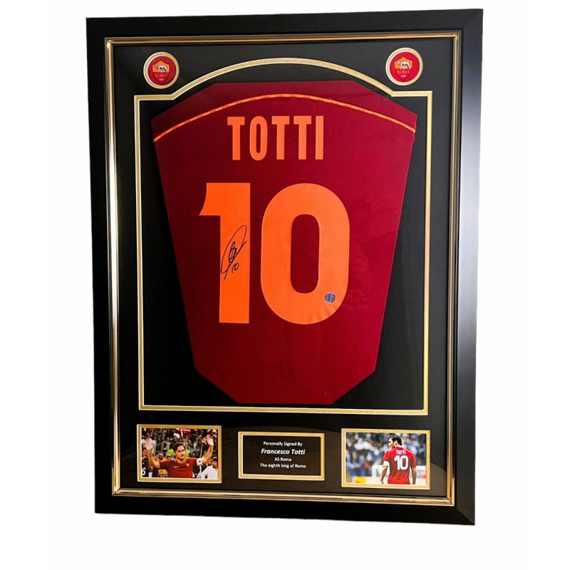 Maglia ufficiale AS Roma 1998/1999 di Francesco Totti, firmata e incorniciata