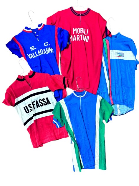 Collezione di Cinque Maglie Gara Ciclismo, Anni 80