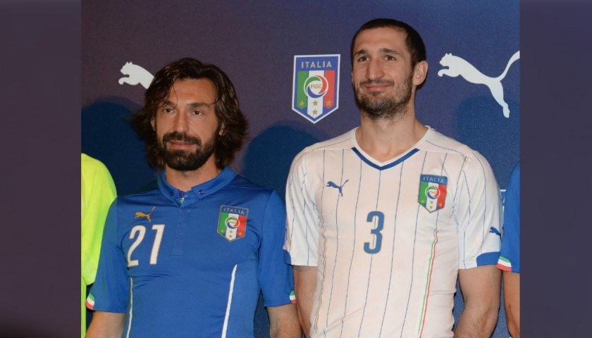 Chiellini's Italy Signed Match Shirt, 2014 + Jacket
