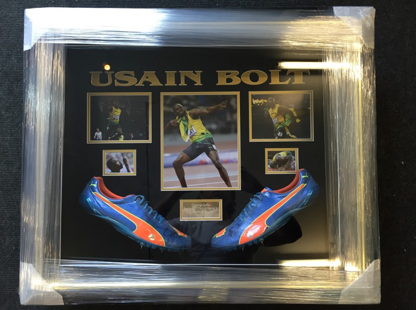 Usain Bolt's Worn Spikes - Zurich 2014 Training - Framed