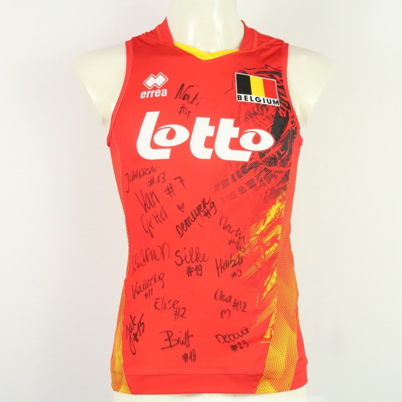 Maglia del Belgio della Nazionale femminile ai Campionati Europei 2023 - autografata dalla squadra