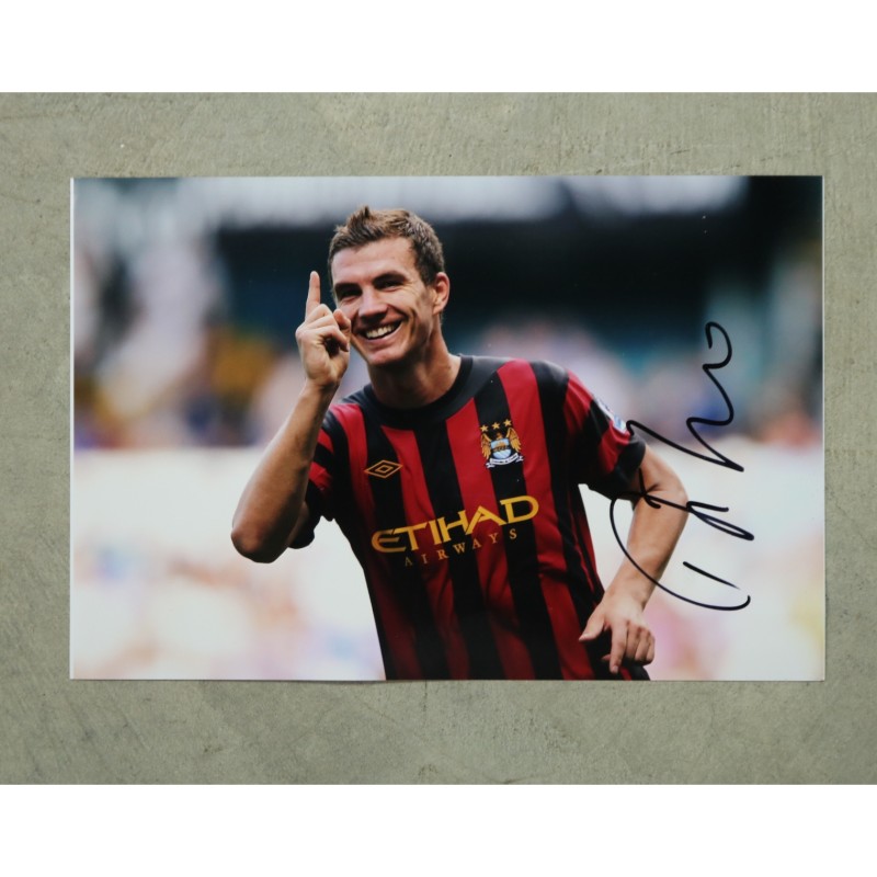 Edin Dzeko's Manchester City Signed Photograph