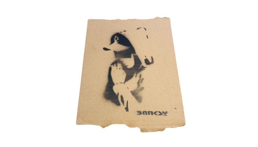 'Forgive Us Our Trespasses' on Cardboard by Banksy - Dismaland Souvenir