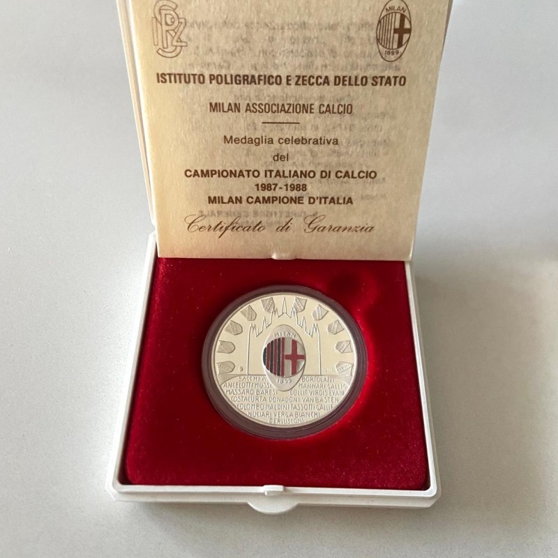 Original Silver Scudetto AC Milan Commemorative Box 1987/88