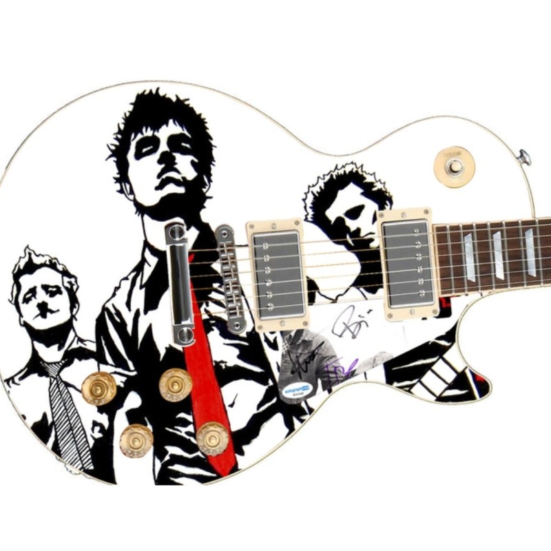 Pickguard firmato dai Green Day su una chitarra personalizzata in edizione firmata