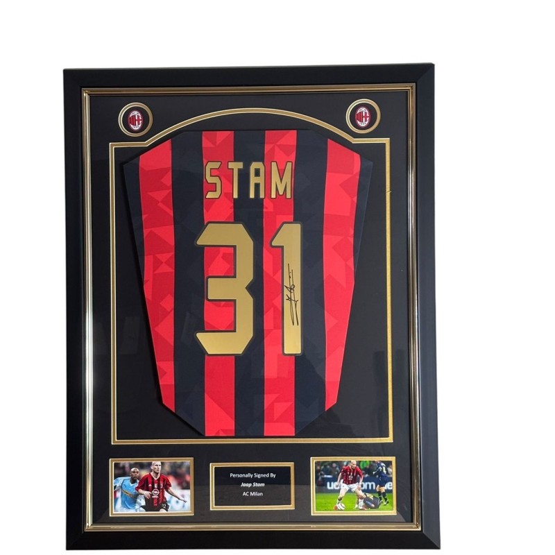 Maglia Home dell’AC Milan autografata e incorniciata da Jaap Stam