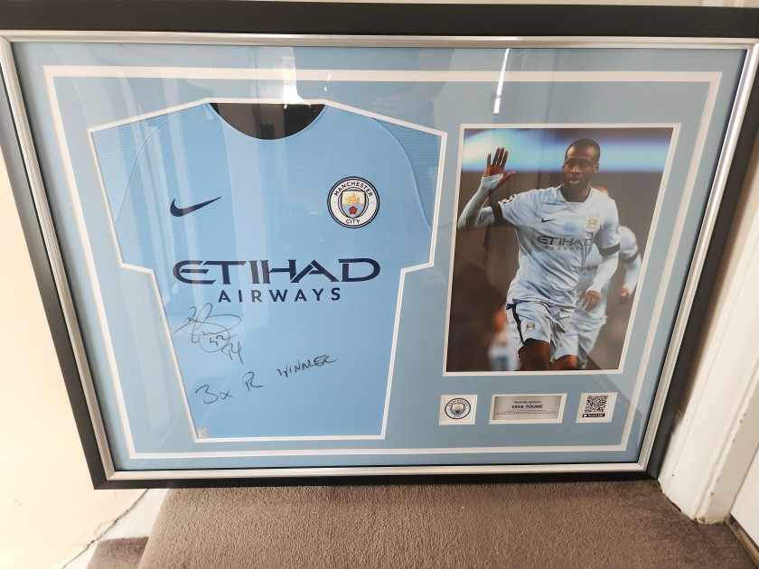 Yaya Touré Manchester City 2017/2018 Signed and Framed Shirt