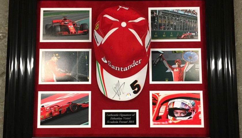 Original Ferrari Team Cap Hand Signed by Sebastian Vettel