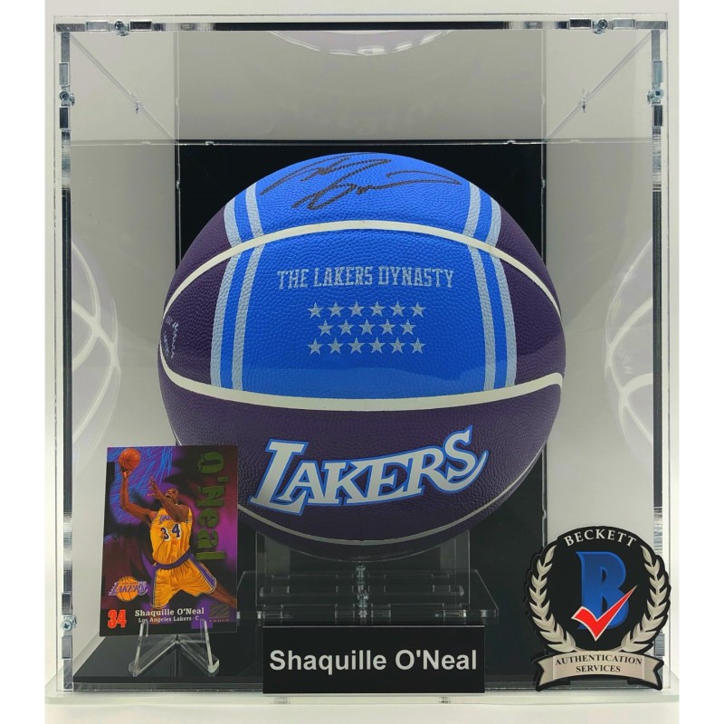 Shaquille O'Neal Lakers City Edition Signed Basketball Display