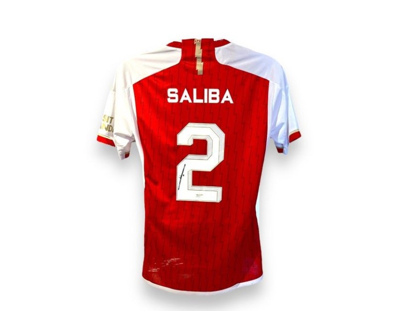 Maglia ufficiale firmata da William Saliba per l'Arsenal 2023/24