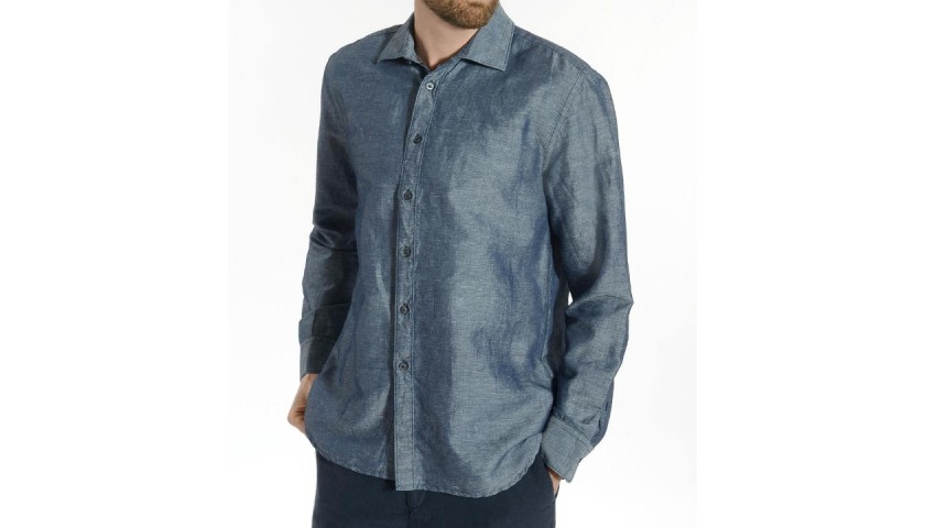 DENIM BLUE Men's Shirt by 120% Lino
