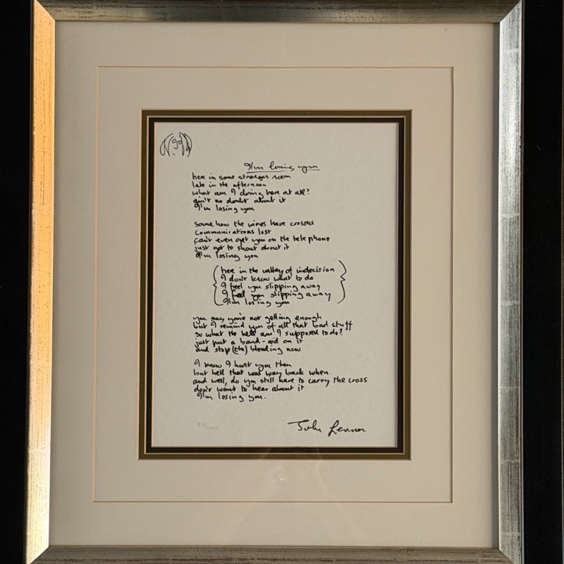 John Lennon "Bag One – I'm Losing You" Framed Plate Signed Printer's Proof