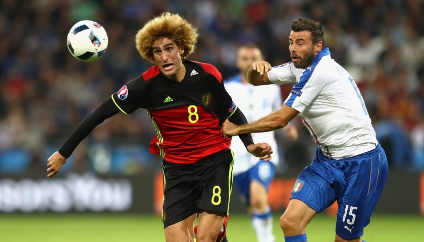Barzagli's Match-Issue/Worn Belgium-Italy Euro 2016 Shirt