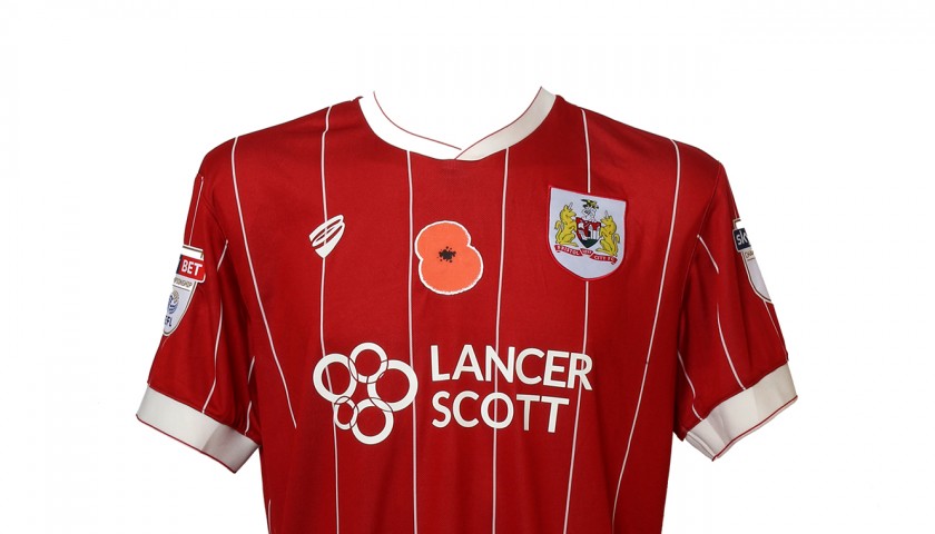 Match-Worn Poppy Shirt by Bristol City FC's Jonathan Leko