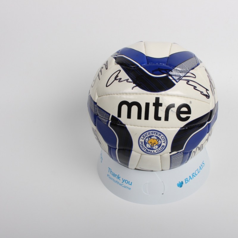 Leicester City Football Signed by Team Including Vardy, Mahrez and Schmeichel