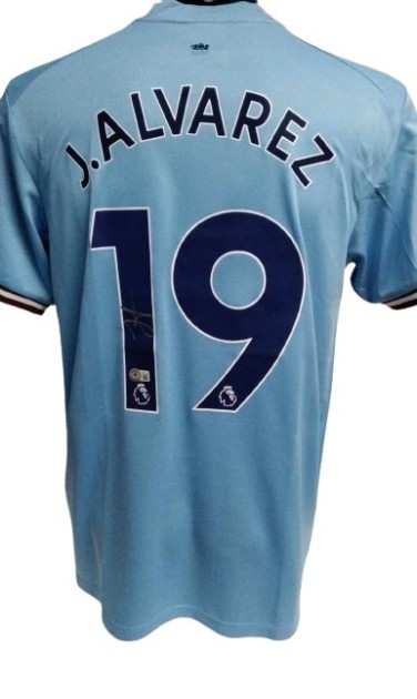 Alvarez Replica Manchester City Signed Shirt , 2022/23 