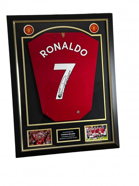 Cristiano Ronaldo Official UEFA Champions League Back Signed and Hero  Framed Manchester United 2021-22 Home Shirt