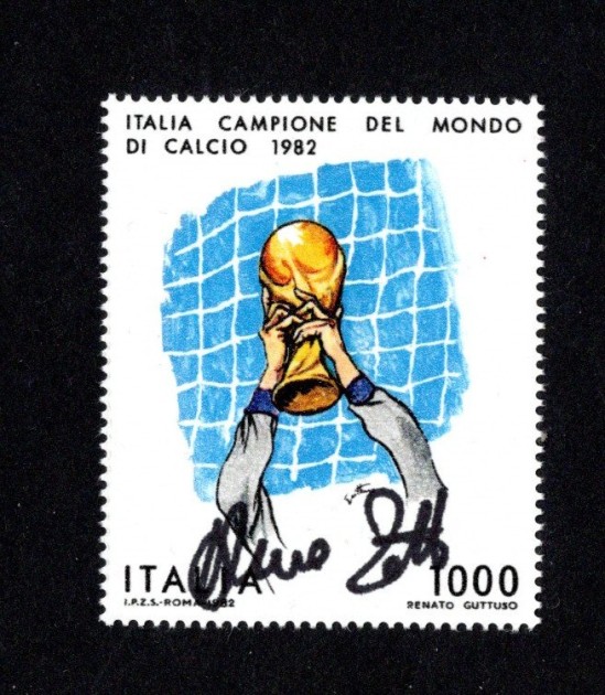 1,000 Lire 1982 Fifa World Cup - Stamp signed by Dino Zoff