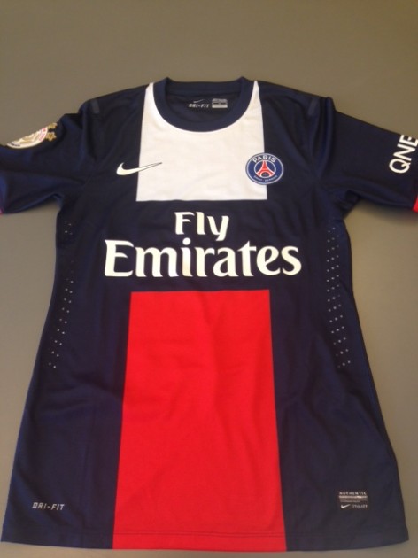 Paris Saint-Germain fanshop shirt, Lucas, Ligue 1 2013/2014 - signed