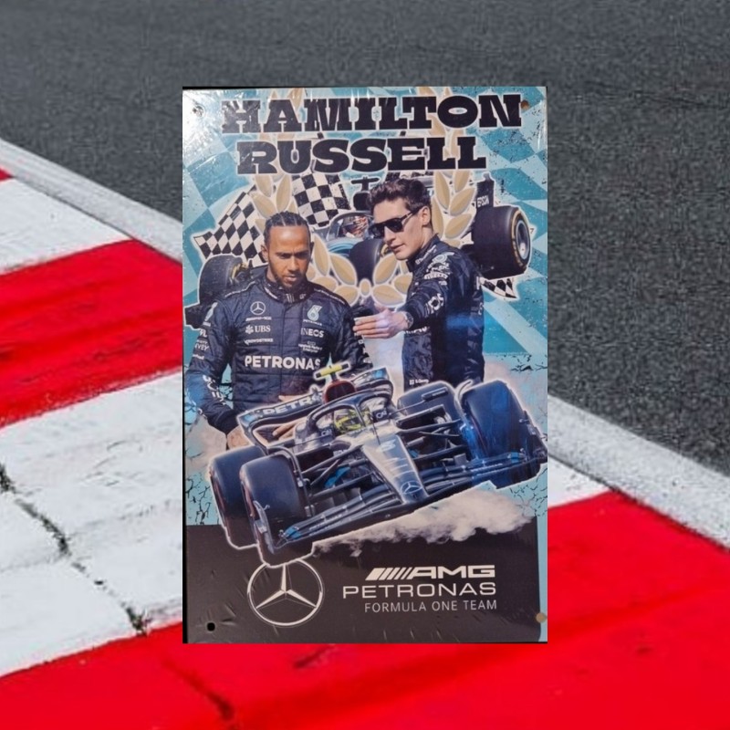 Mercedes Formula 1 George Russell & Lewis Hamilton F1 Road Sign