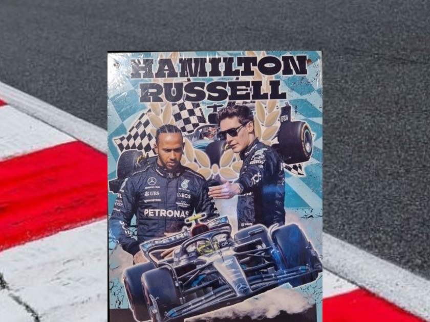 Mercedes Formula 1 George Russell & Lewis Hamilton F1 Road Sign