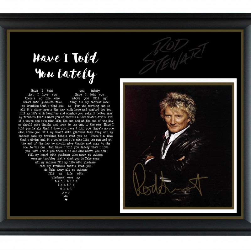 Rod Stewart Hand Signed, Custom Framed Display