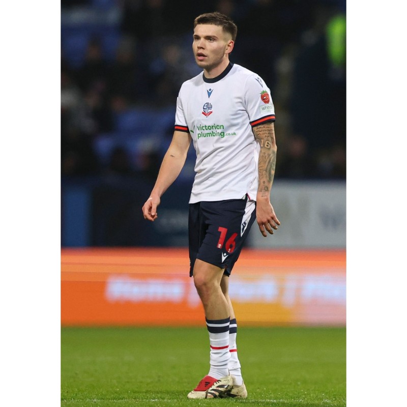 Aaron Morley's Bolton Wanderers Signed Match Worn Shirt, vs Cambridge 