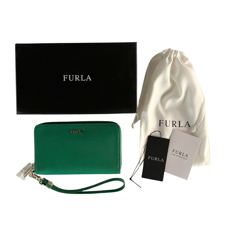 Furla Babylon L Zip Around Wallet/Wristlet – Emerald Leather