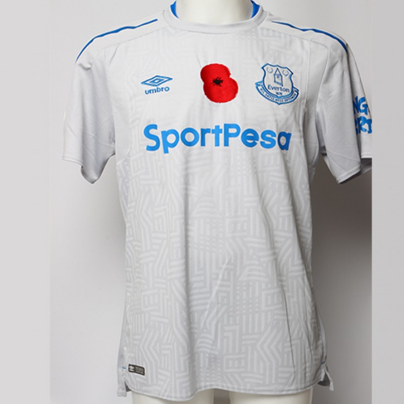 Worn Poppy Away Game Shirt Signed by Everton FC's Wayne Rooney