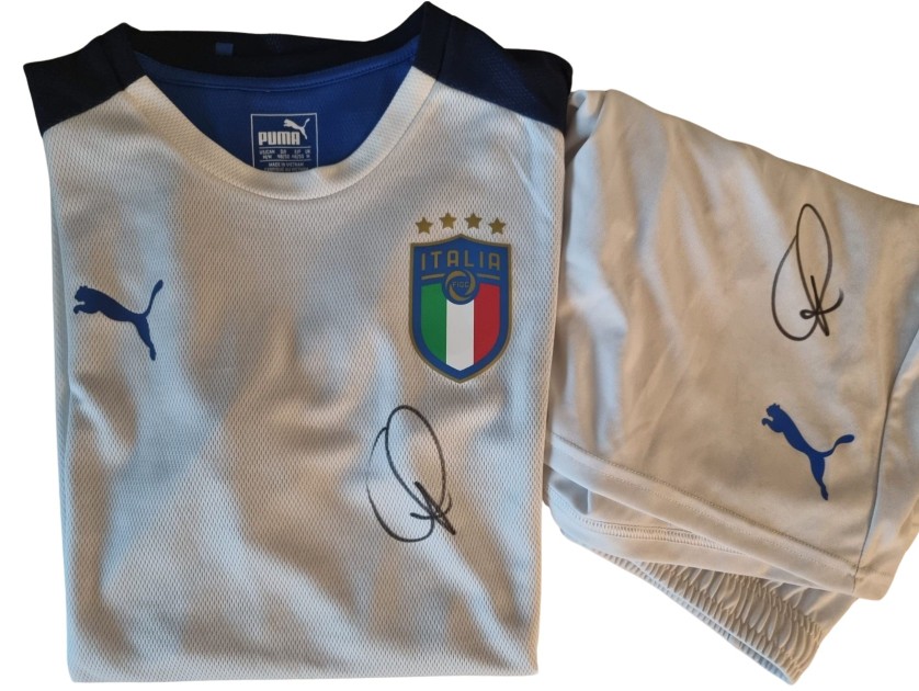 Completo Pre-Match Italia, 2020/21 - Autografato da Giacomo Raspadori