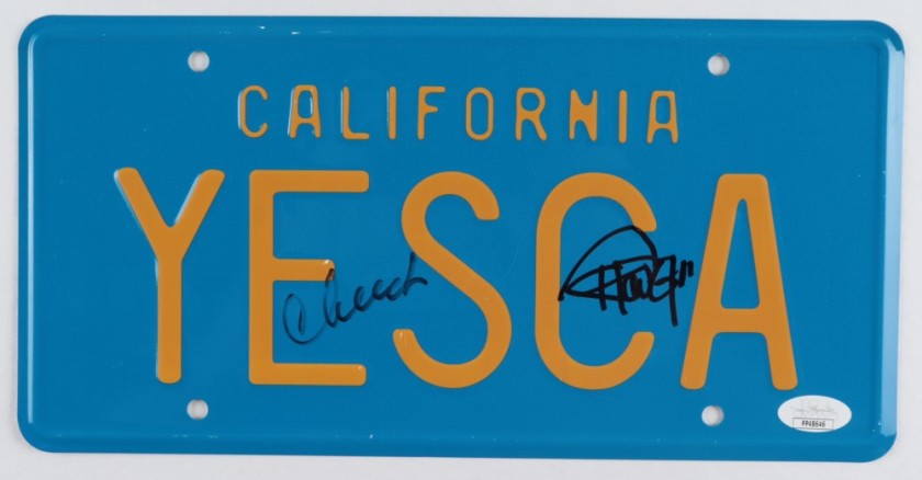 Cheech Marin & Tommy Chong Signed "Up in Smoke" License Plate