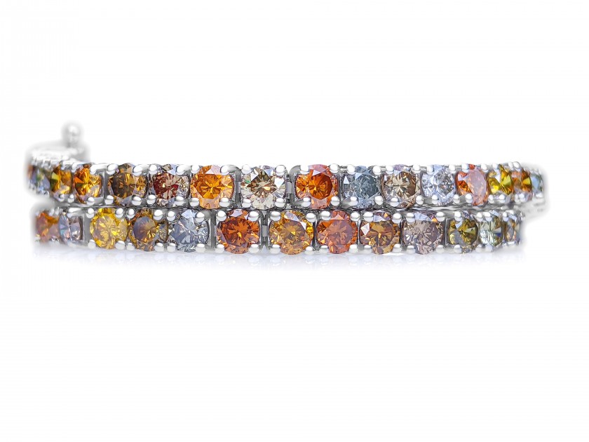 Bracciale Tennis Riviera con diamanti fantasia 7,02 carati in oro bianco 14K