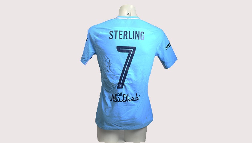 Raheem Sterling Match-Worn Signed Manchester Derby Shirt