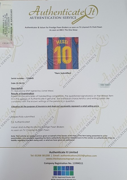 Messi's Official Barcelona Signed Shirt, 2010/11 - CharityStars