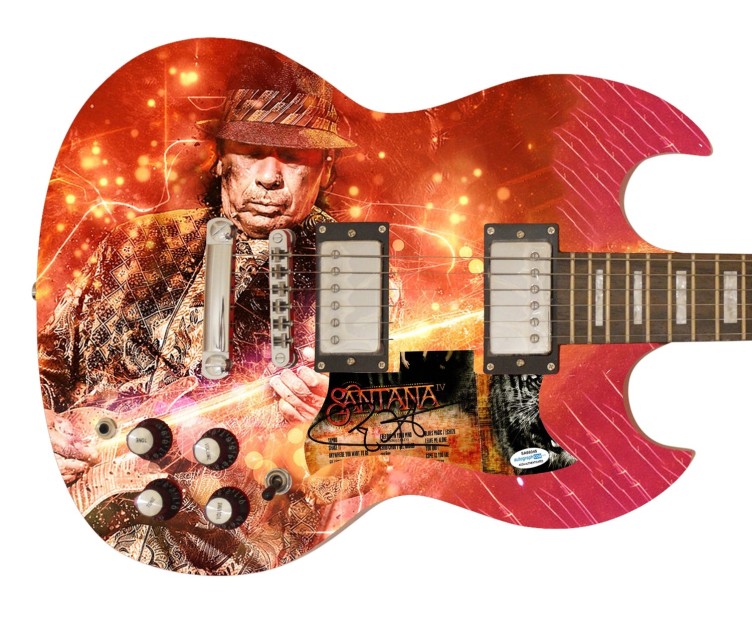 Carlos Santana Signed Custom Graphics Guitar