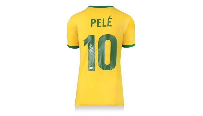 Pele Back Retro 1970 Brazil Home Shirt, Signed