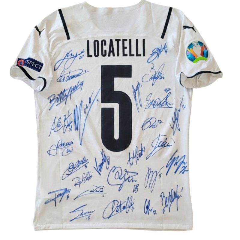 Locatelli's Match Shirt, Turkey vs Italy 2021 - Signed by the team