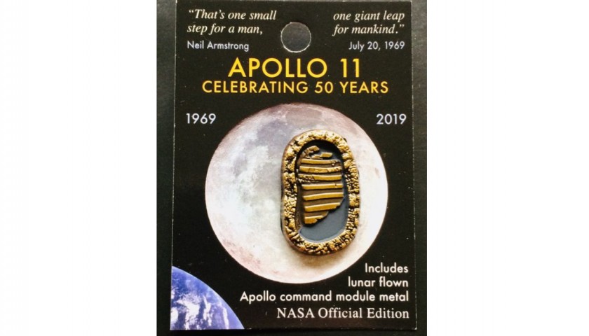 Official NASA First Steps on the Moon Pin with Metal Flown to the Moon