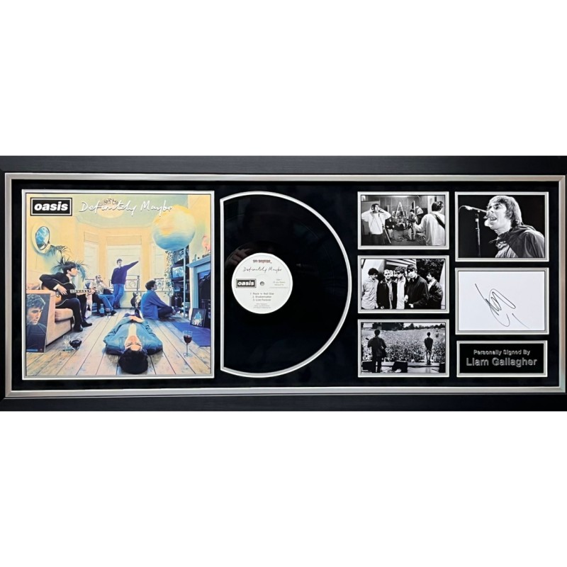 Liam Gallagher of Oasis Signed  'Definitely Maybe' Album Display