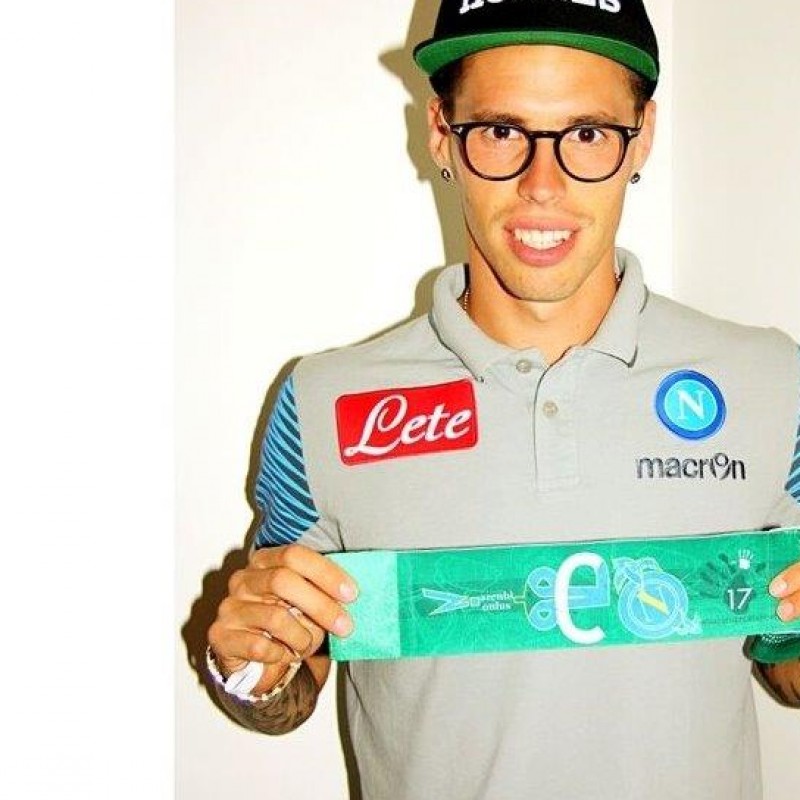 Napoli Captain armband issued and personalized for Hamsik, signed 2014/2015