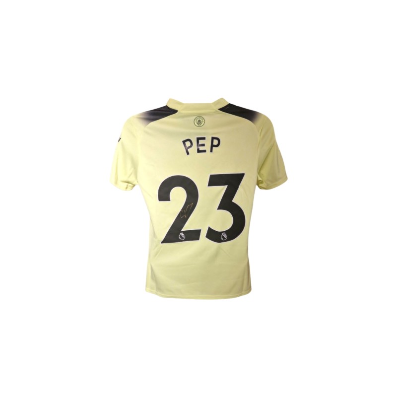 Pep Guardiola's Manchester City 2022/23 Signed Official Away Shirt