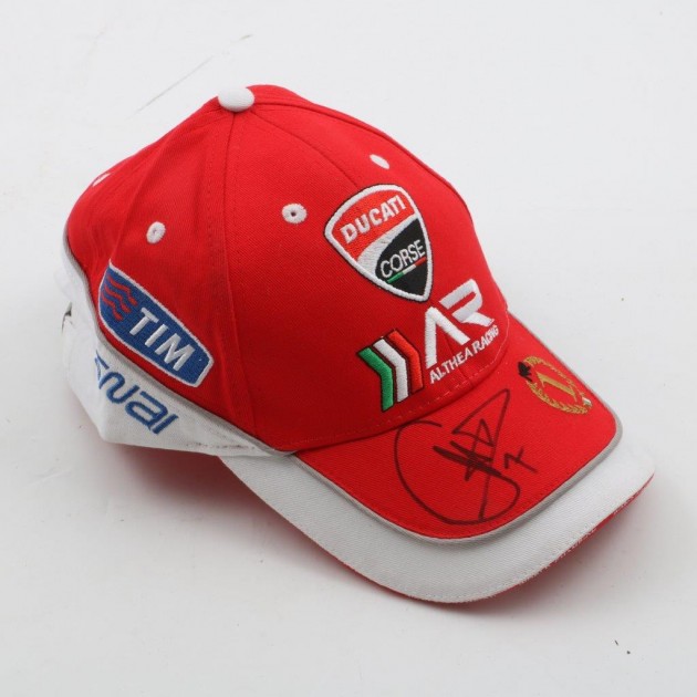 Official Ducati hat, signed by Carlo Checa