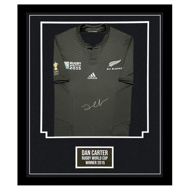 Dan Carter Signed and Framed All Blacks Shirt