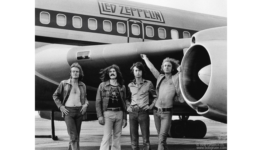 Signed Photograph Print of Led Zeppelin by Bob Gruen, 1973