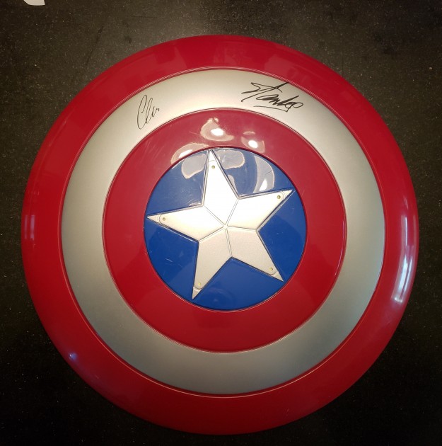 Stan Lee & Chris Evans Digitally Signed Captain America Shield