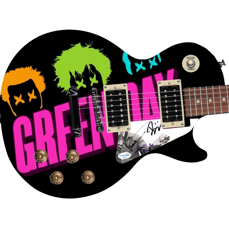 Green Day Signed "Pop Punk Palette" Custom Les Paul 100 Graphics Guitar