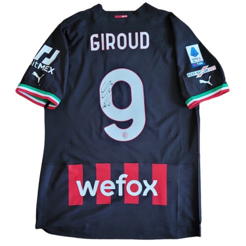 Giroud's Match Signed Shirt, AC Milan vs Salernitana 2023 - Keep Racism Out