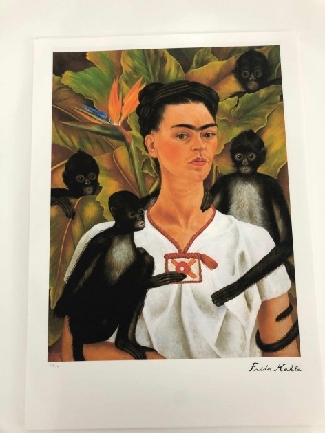 "Self Portrait With Monkeys" Frida Kahlo Signed Offset Lithograph ...